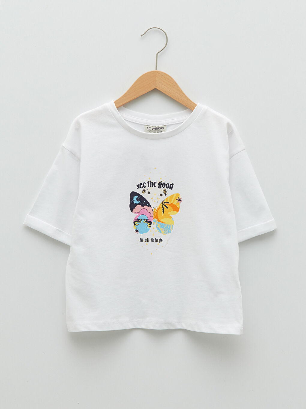 Crew Neck Printed Cotton Girl T-Shirt