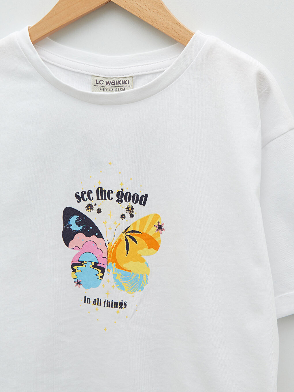 Crew Neck Printed Cotton Girl T-Shirt-2
