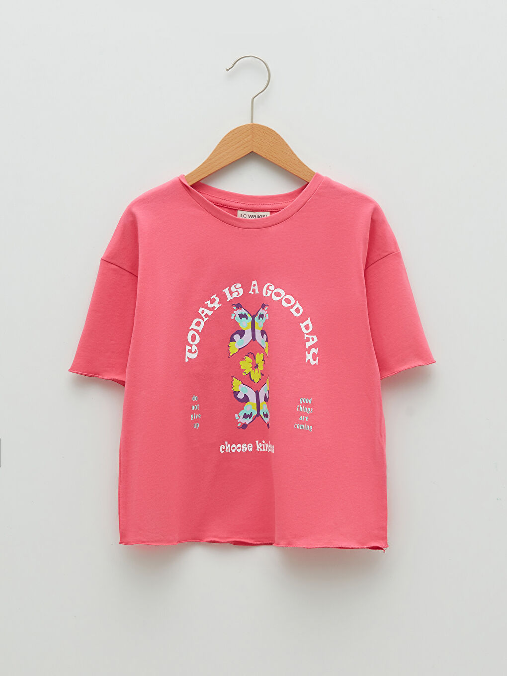 Crew Neck Printed Short Sleeve Cotton Girl T-shirt