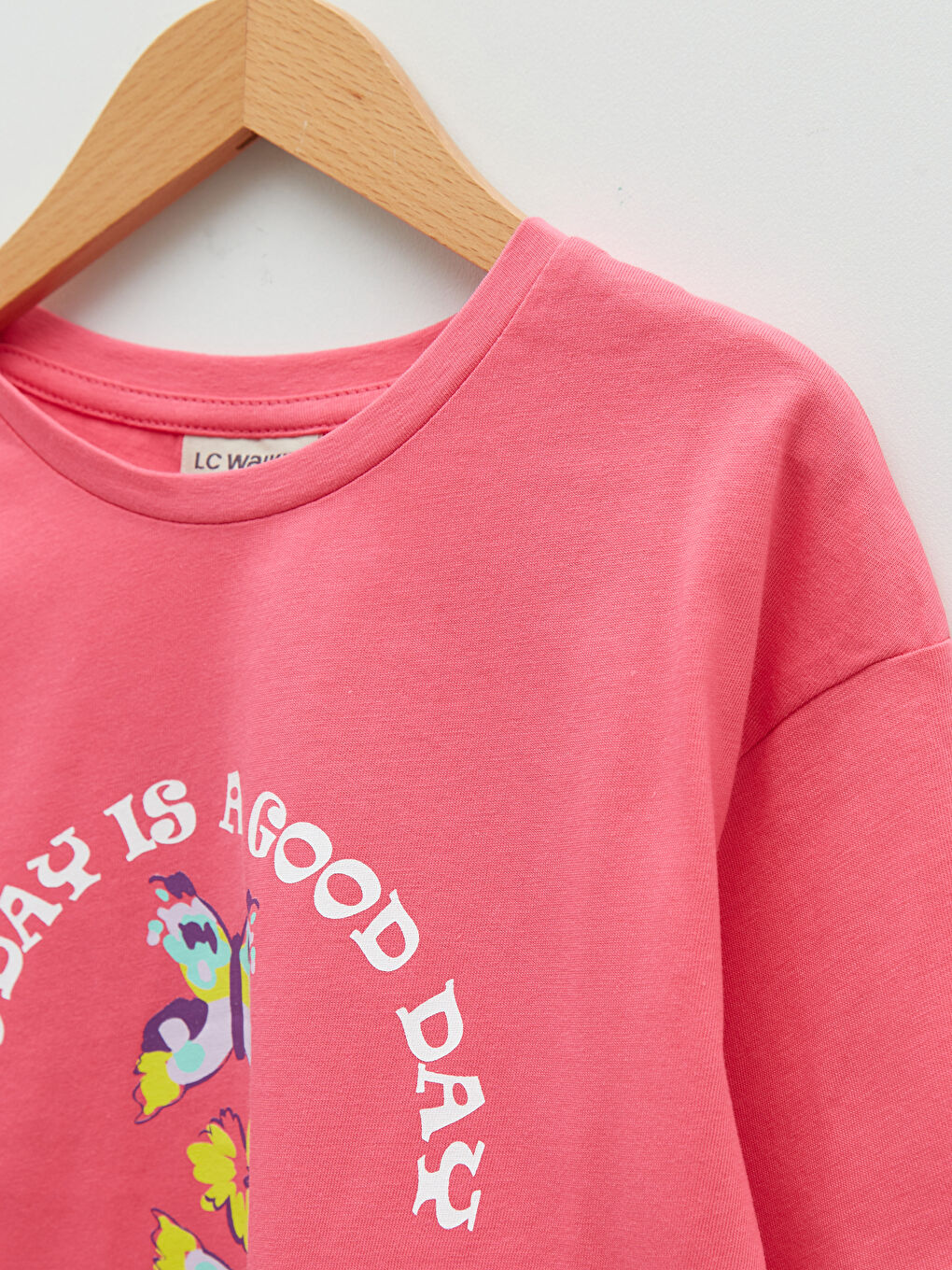 Crew Neck Printed Short Sleeve Cotton Girl T-shirt-2