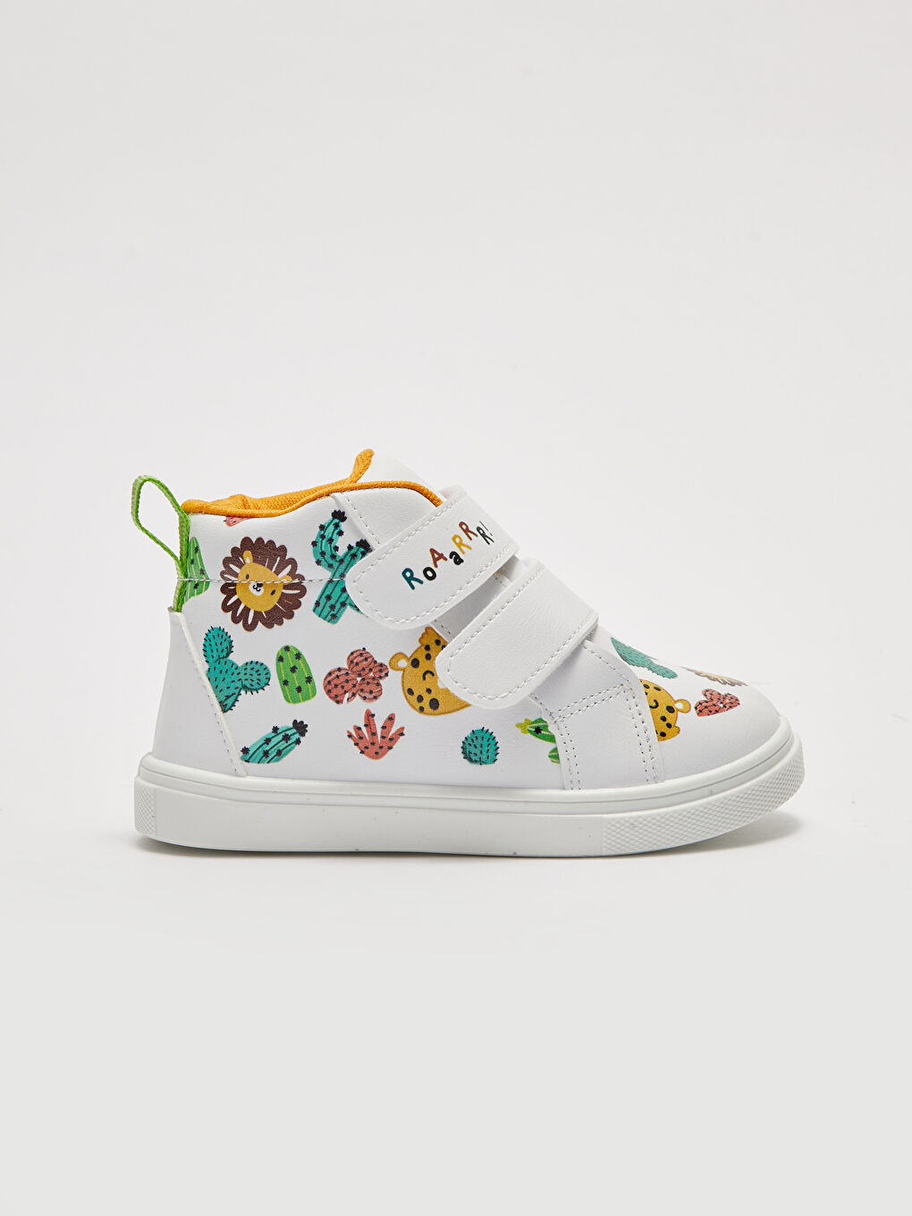 Beyaz Baskılı Cırt Cırtlı Erkek Bebek Günlük Bilekli Ayakkabı-1