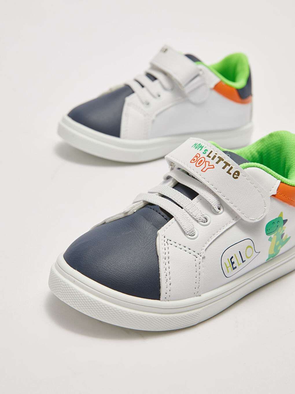 Beyaz Renk Bloklu Bağcık ve Cırt Cırtlı Erkek Bebek Spor Ayakkabı-2
