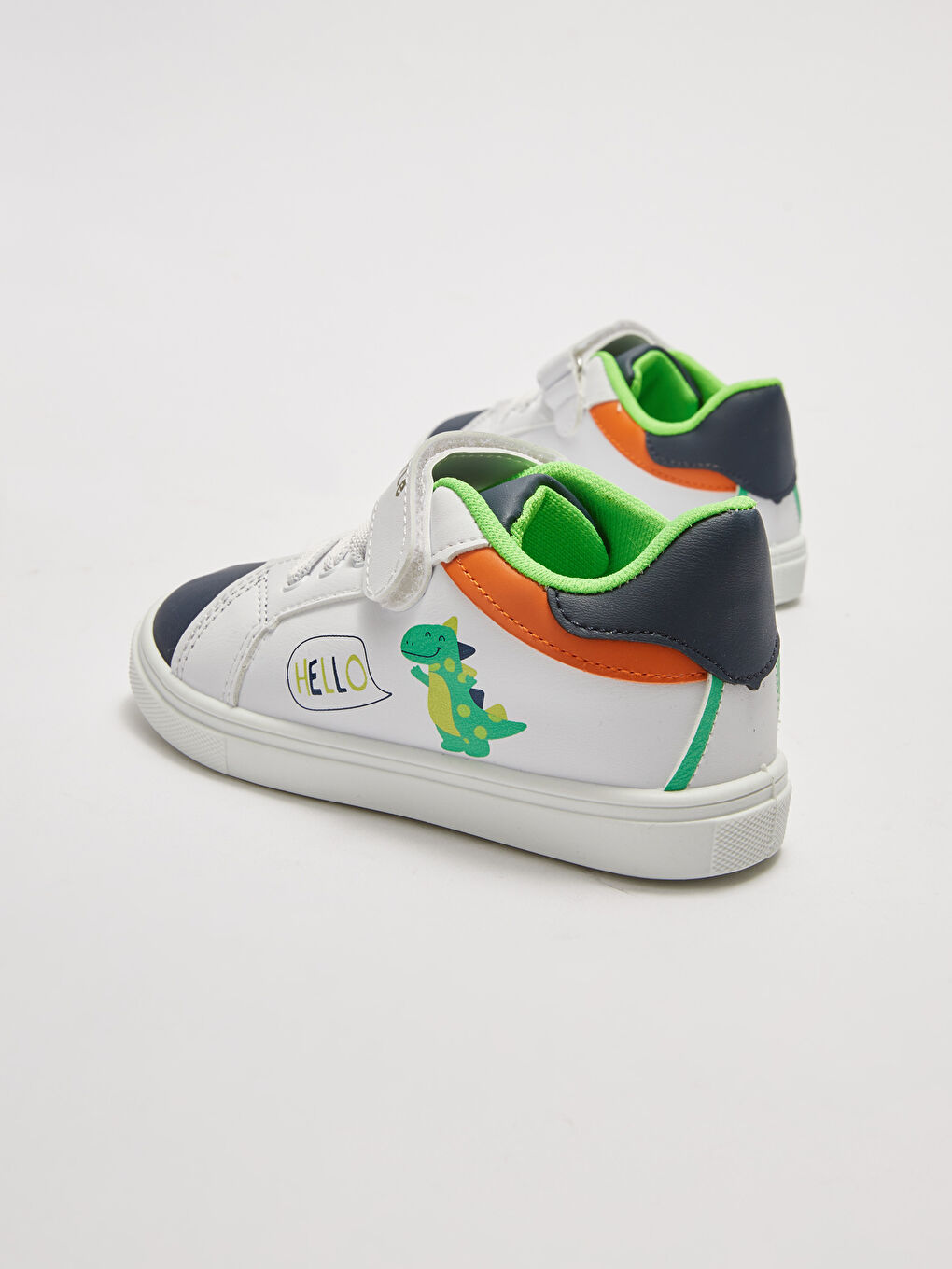 Beyaz Renk Bloklu Bağcık ve Cırt Cırtlı Erkek Bebek Spor Ayakkabı-4