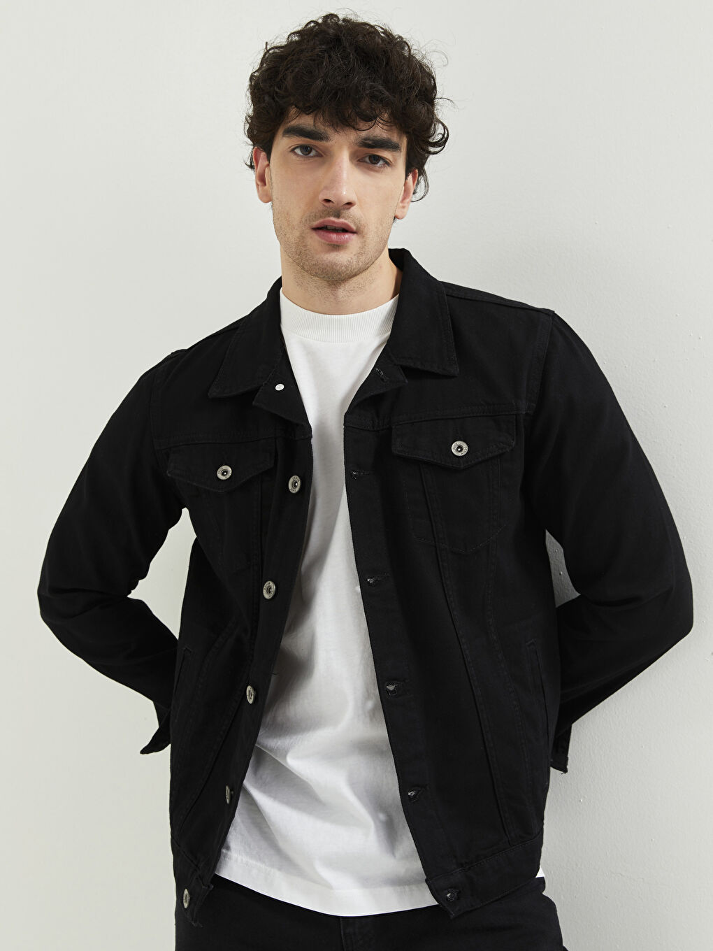 Antrasit Standart Kalıp Erkek Jean Ceket-1