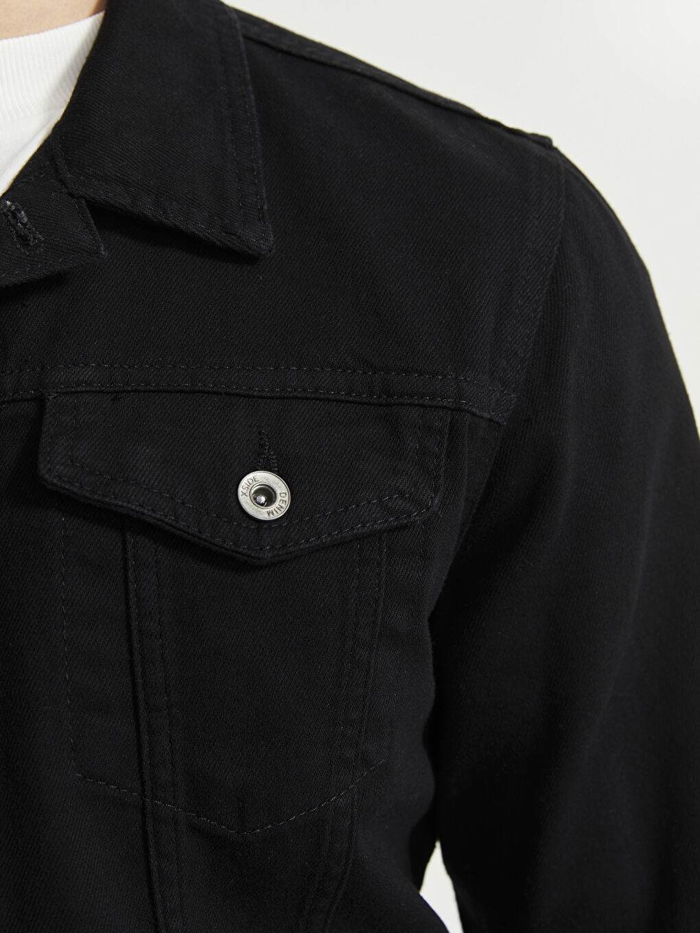 Antrasit Standart Kalıp Erkek Jean Ceket-4