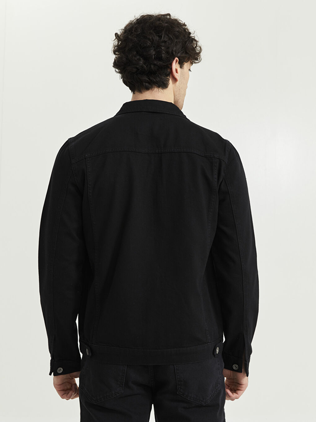 Antrasit Standart Kalıp Erkek Jean Ceket-5