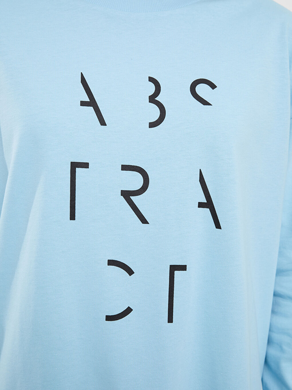 Mavi Bisiklet Yaka Baskılı Uzun Kollu Pamuklu Kadın Tunik-3