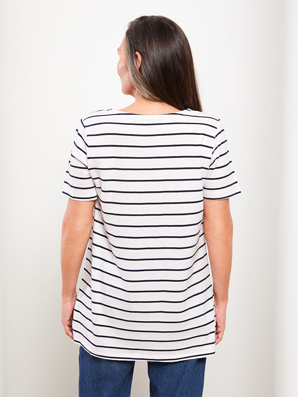LCW Grace Crew Neck Striped Short Sleeve Women's T-Shirt -S2BT79Z8-LGS