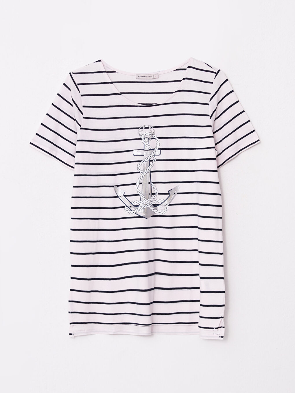 LCW Grace Crew Neck Striped Short Sleeve Women's T-Shirt -S2BT79Z8-LGS