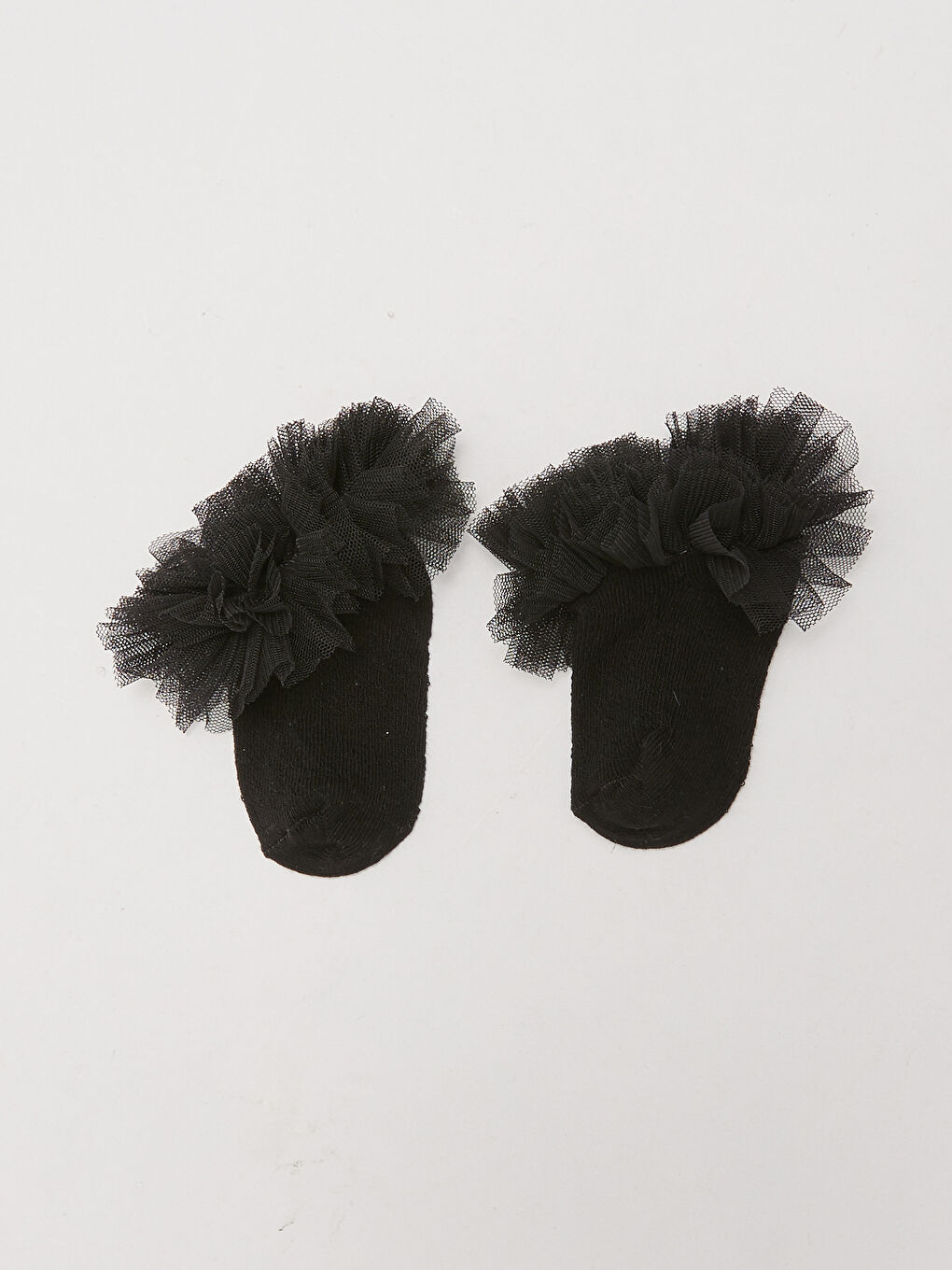 Siyah Tül Detaylı Kız Bebek Çorap-1