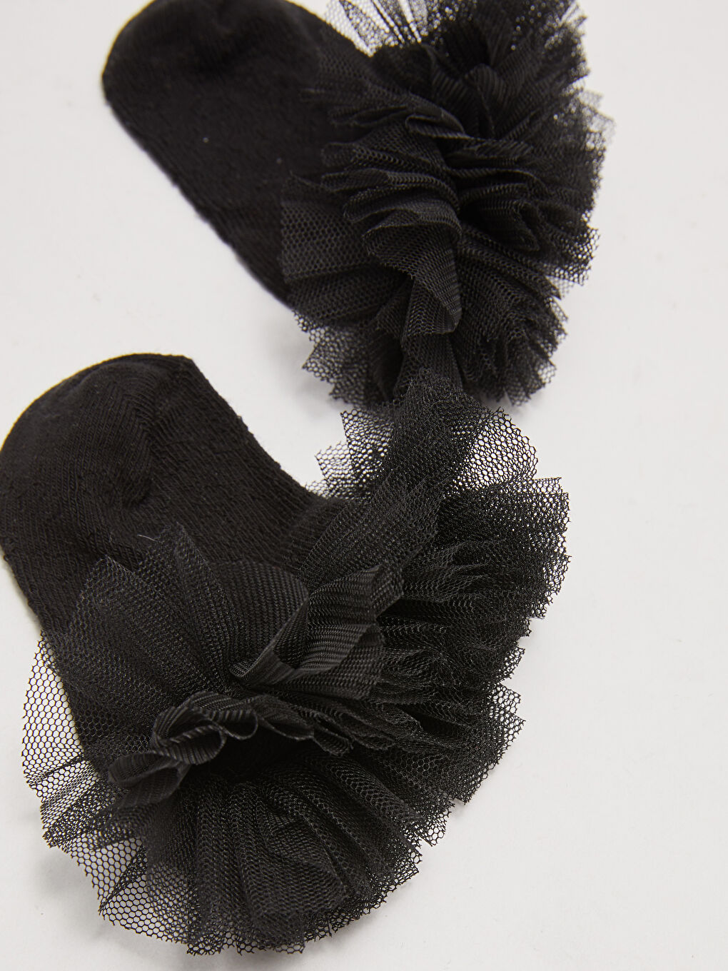 Siyah Tül Detaylı Kız Bebek Çorap-2