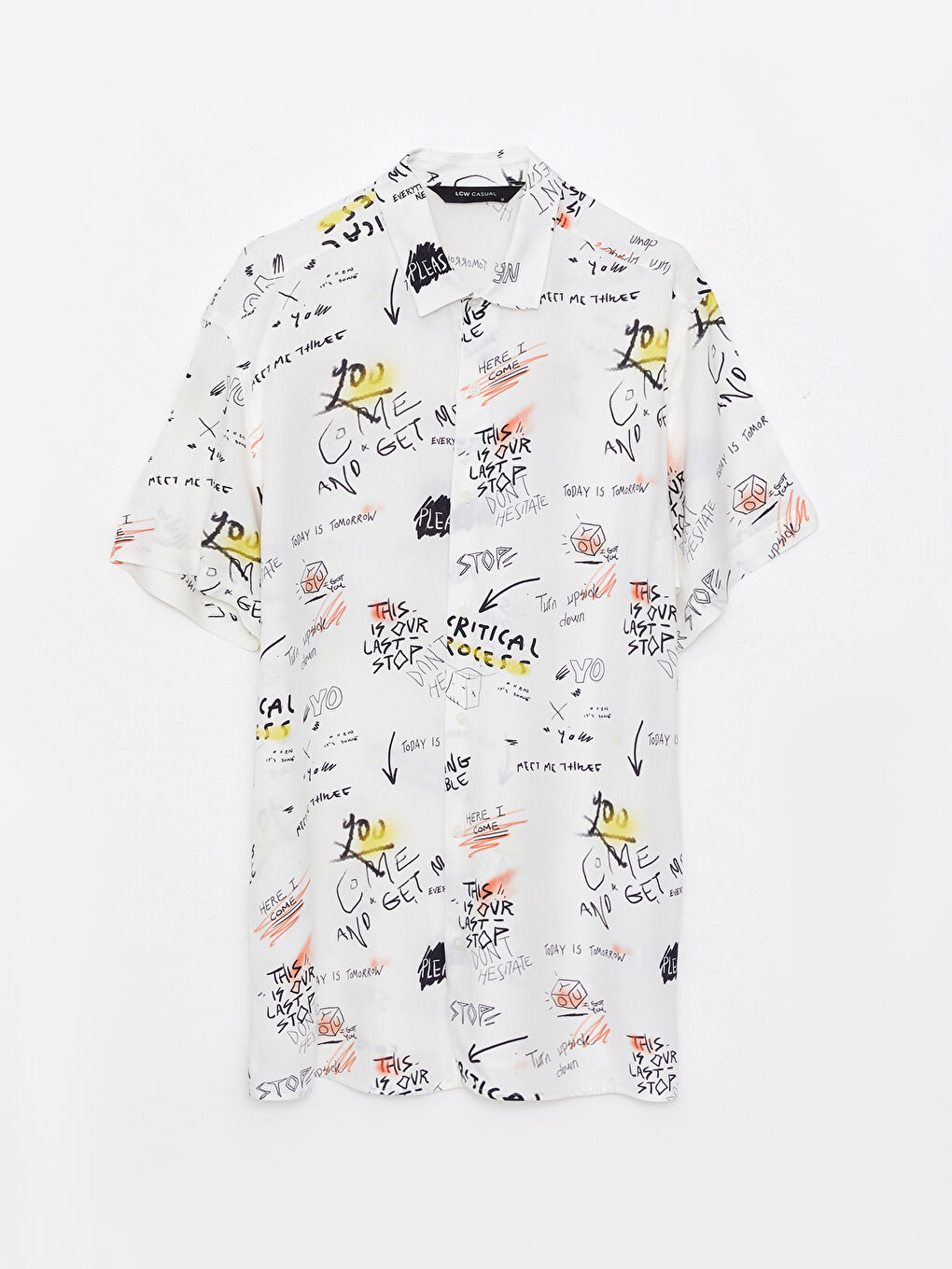 Regular Fit Short Sleeve Patterned Poplin Men's Shirt-1