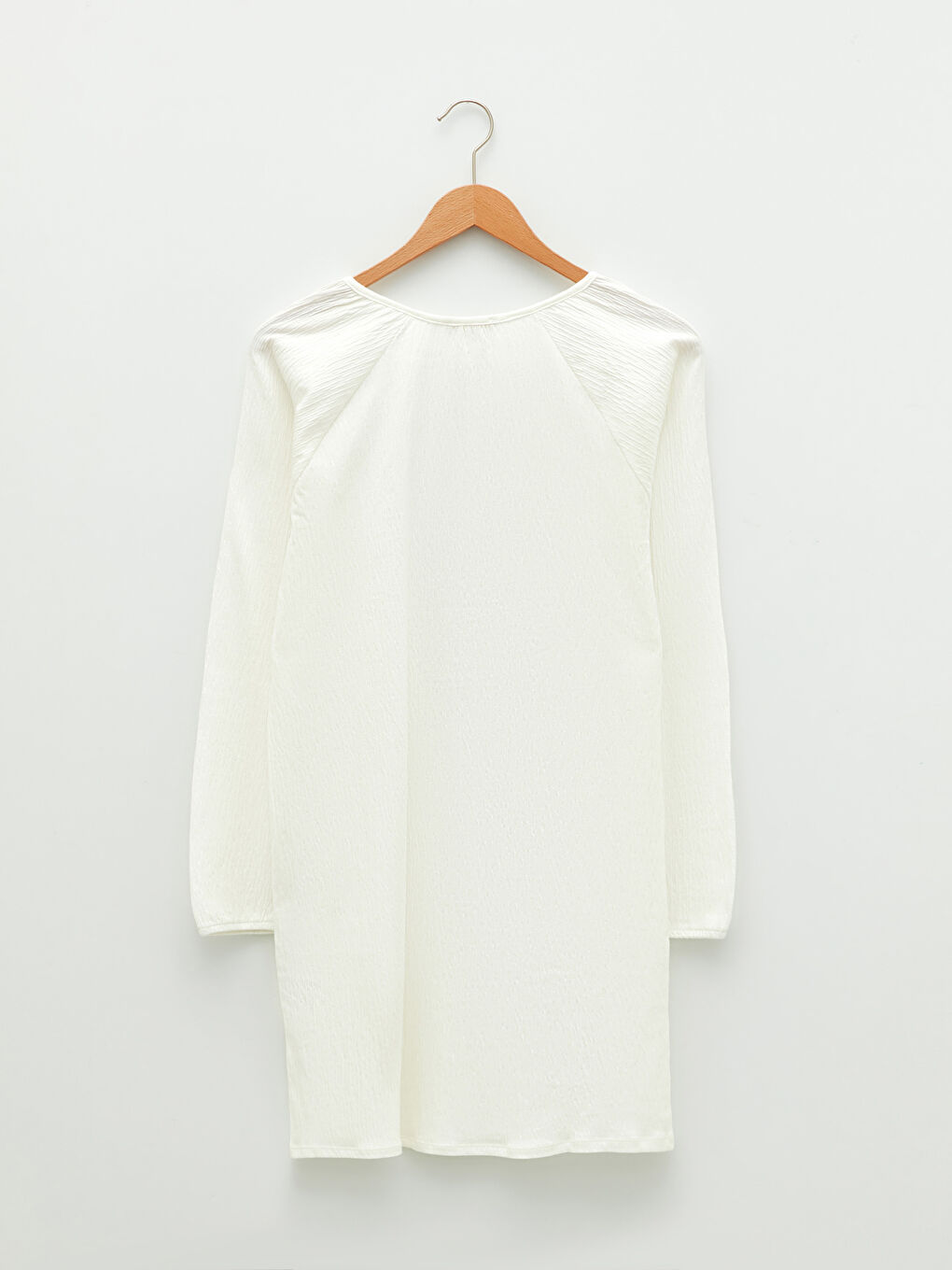 Ekru Bağlamalı Yaka Baskılı Uzun Kollu Kadın Tunik-6