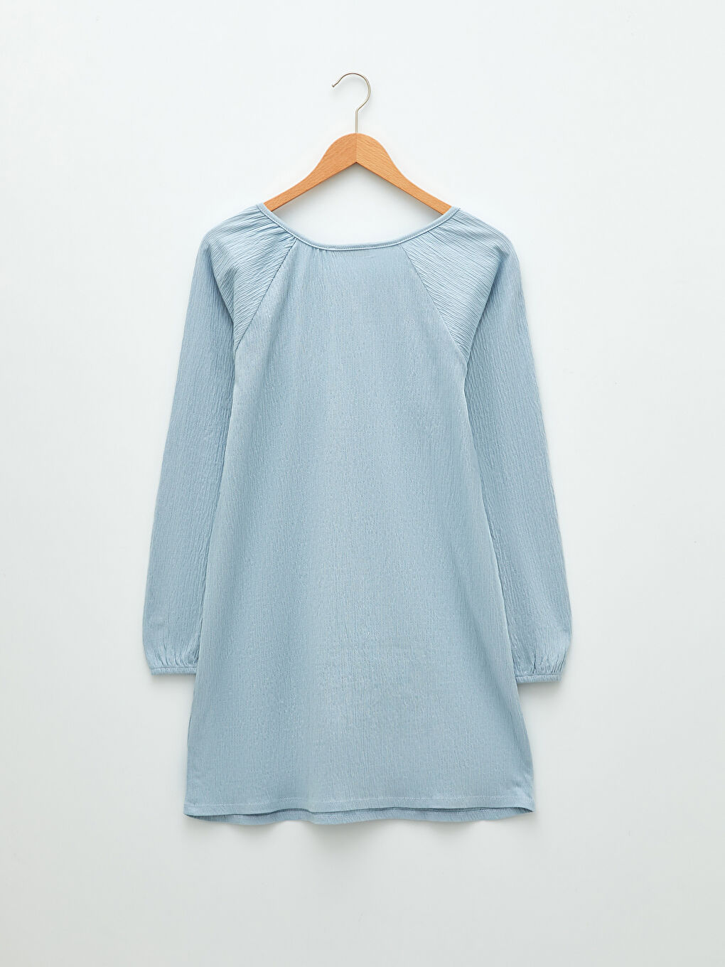 Mavi Bağlamalı Yaka Baskılı Uzun Kollu Kadın Tunik-6