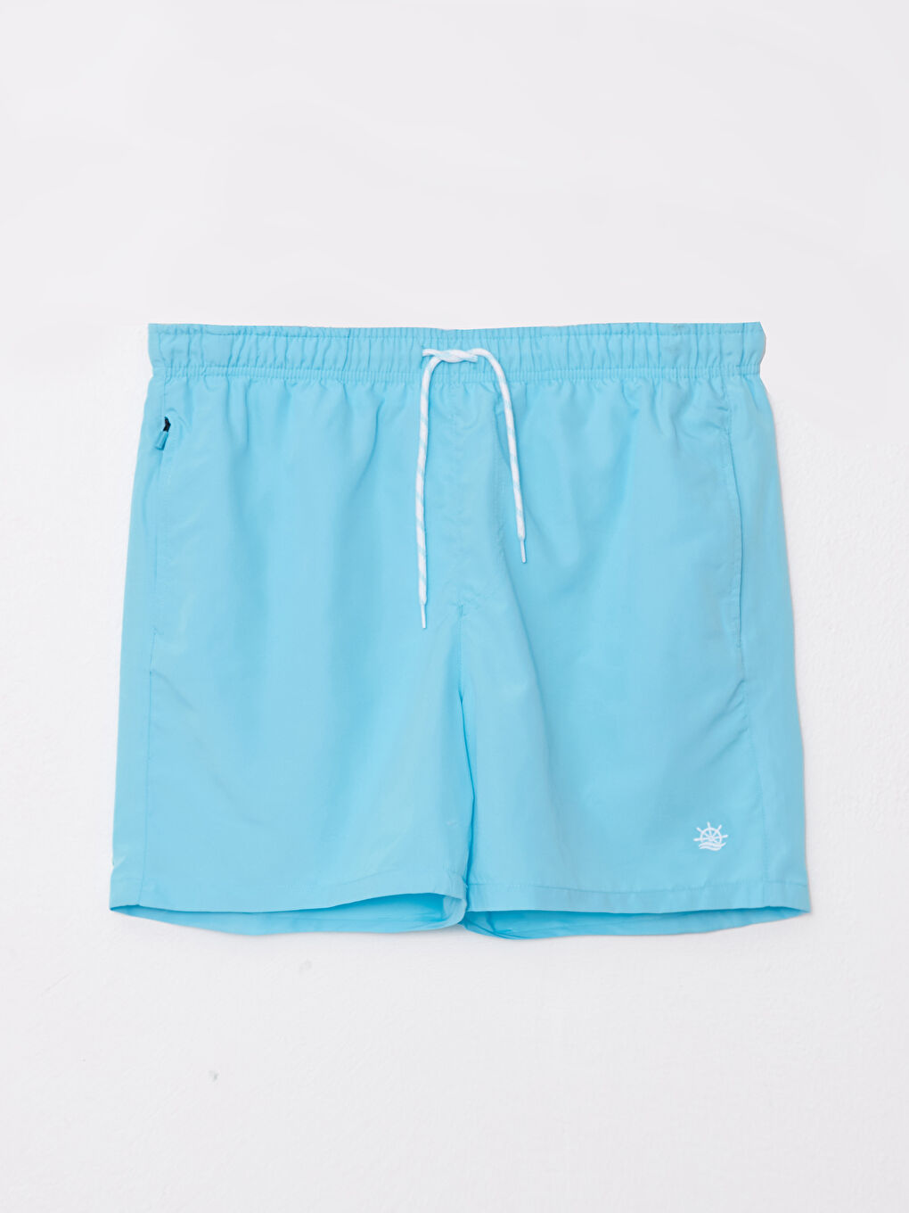 Mavi Kısa Boy Nakışlı Erkek Deniz Şortu