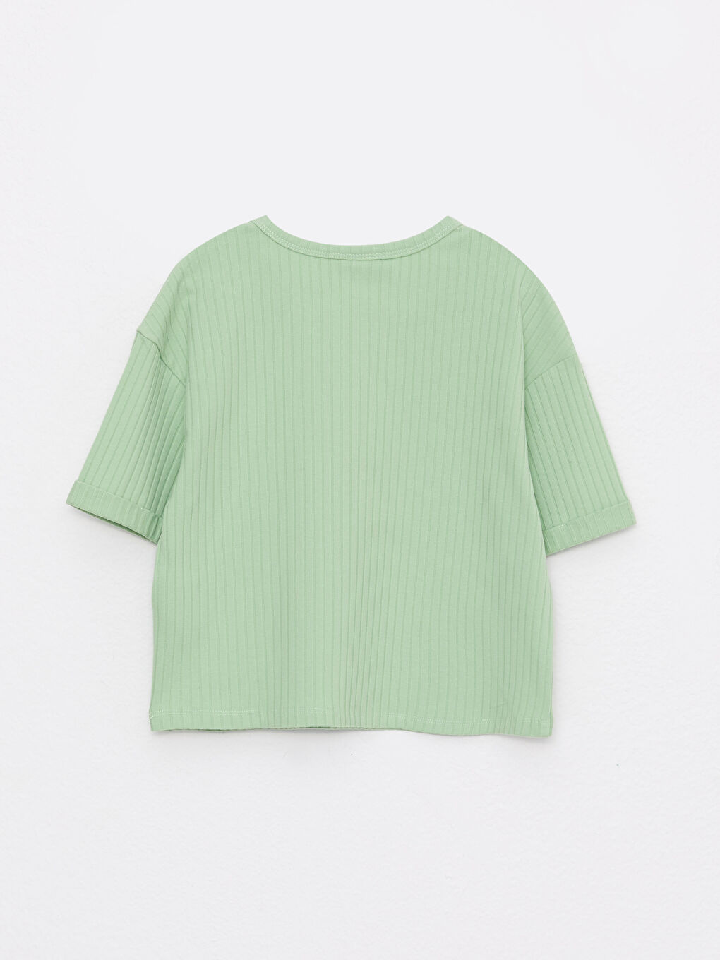 تيشيرت للبنات بأكمام قصيرة أساسي برقبة دائرية-1