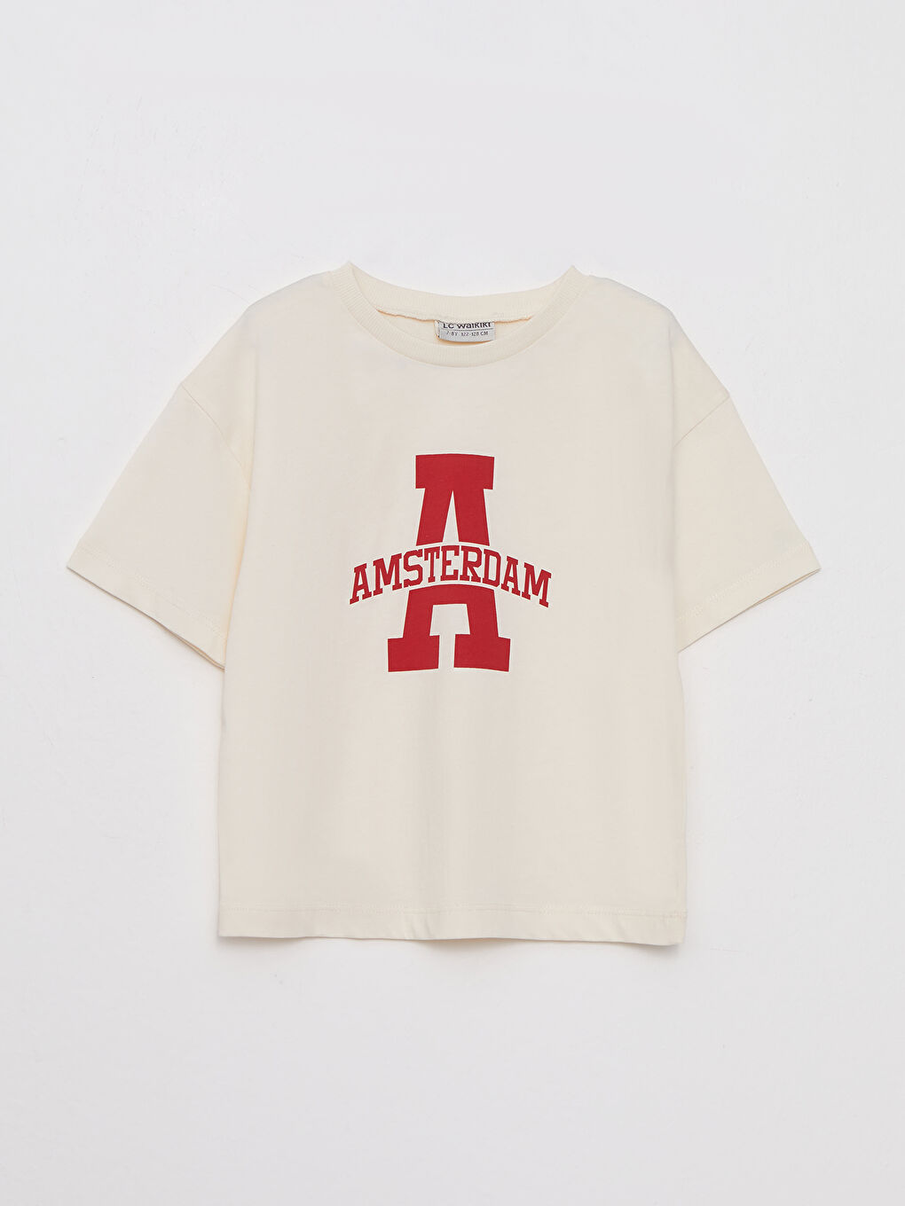 Crew Neck Printed Short Sleeve Cotton Girl T-shirt