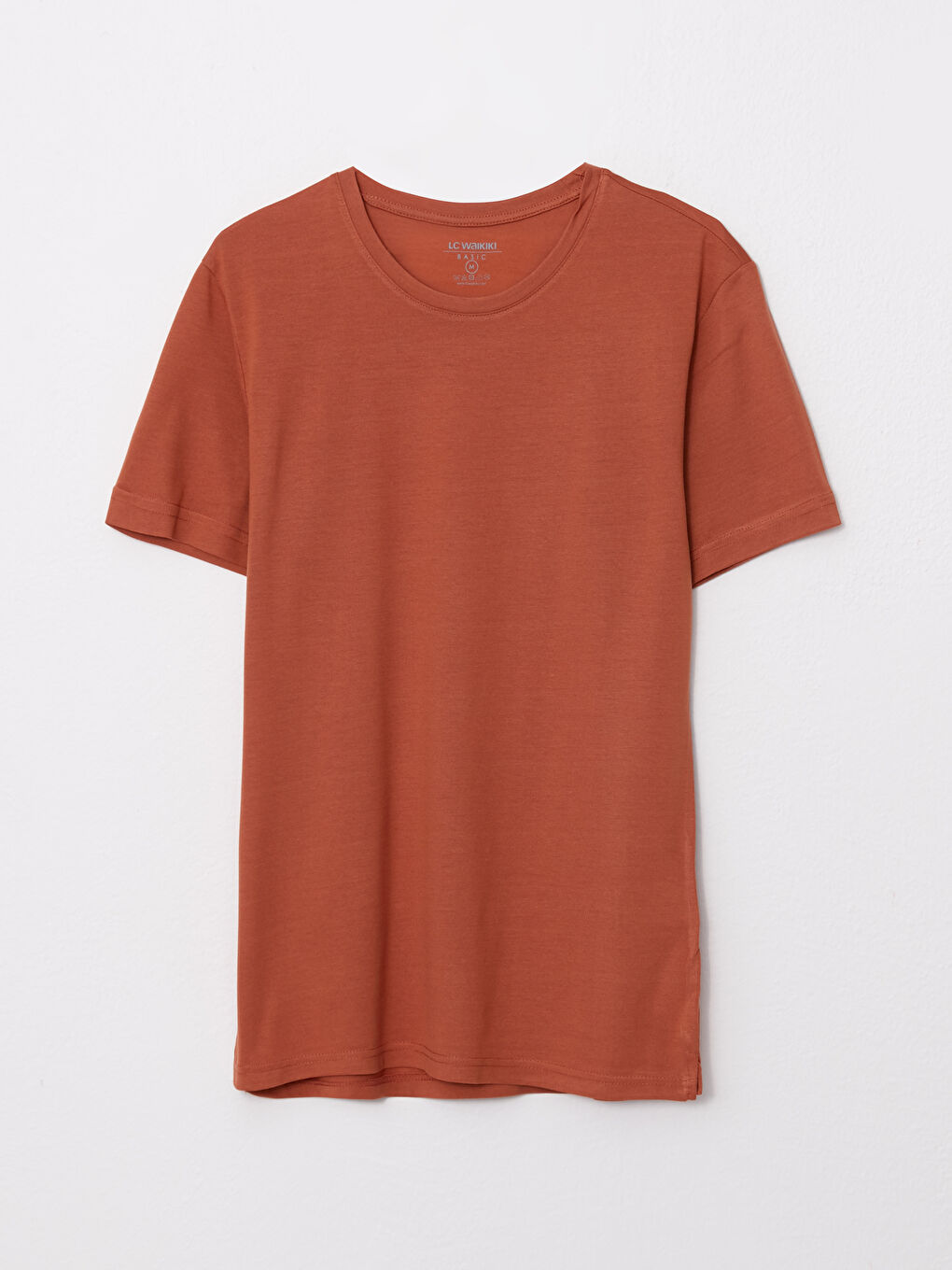 Kahverengi Bisiklet Yaka Kısa Kollu Erkek Tişört-5