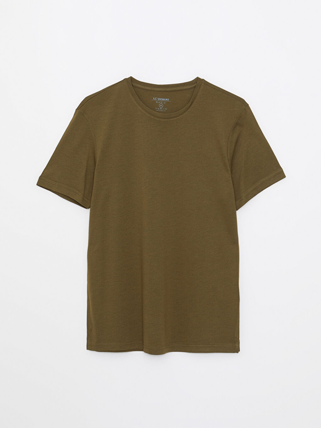 Haki Bisiklet Yaka Kısa Kollu Erkek Tişört-5