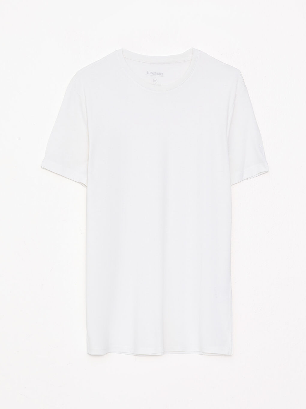 Beyaz Bisiklet Yaka Kısa Kollu Erkek Tişört-4