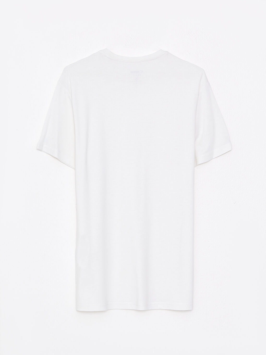 Beyaz Bisiklet Yaka Kısa Kollu Erkek Tişört-5