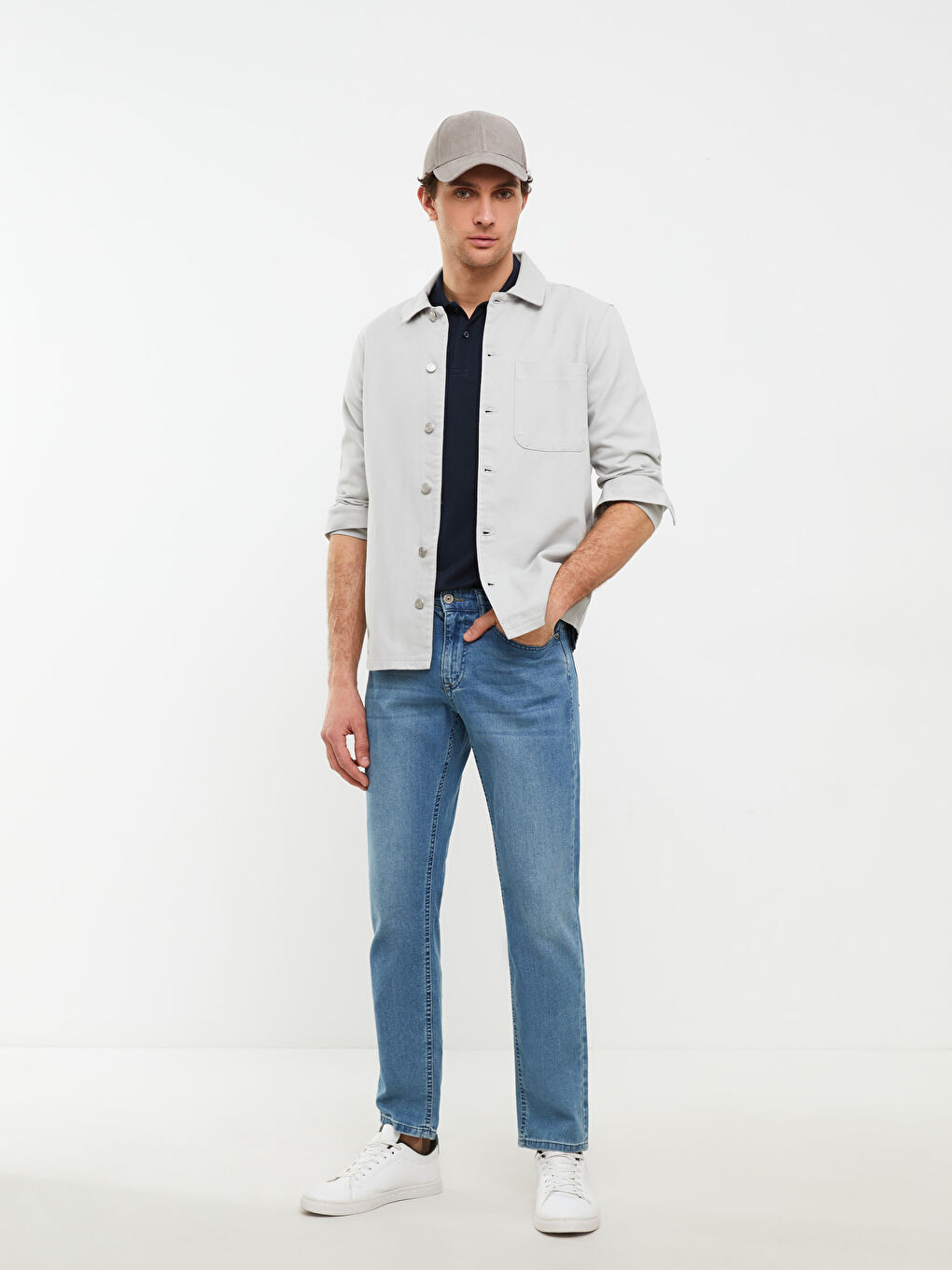 Lacivert Polo Yaka Kısa Kollu Pike Erkek Tişört