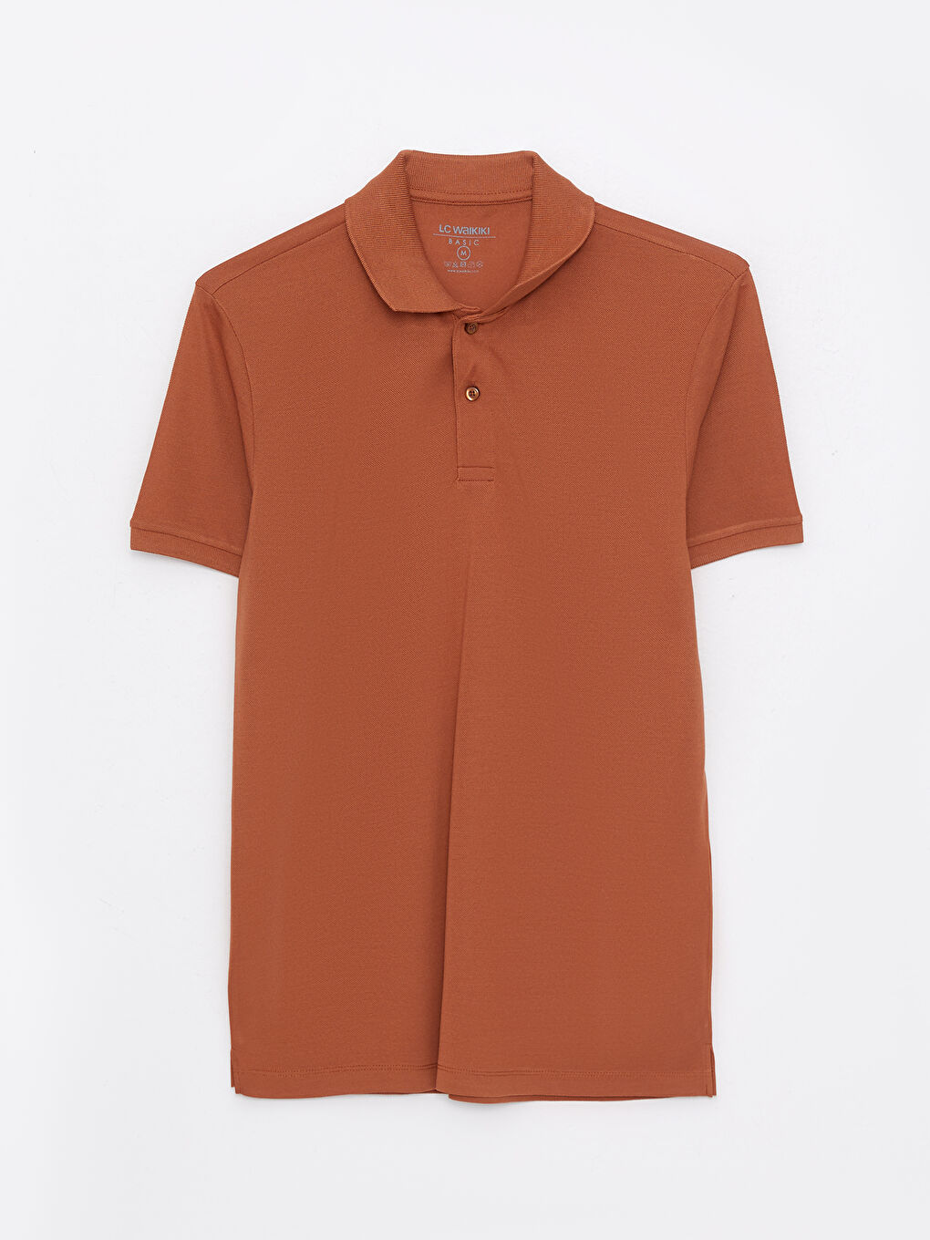 Kahverengi Polo Yaka Kısa Kollu Pike Erkek Tişört-5