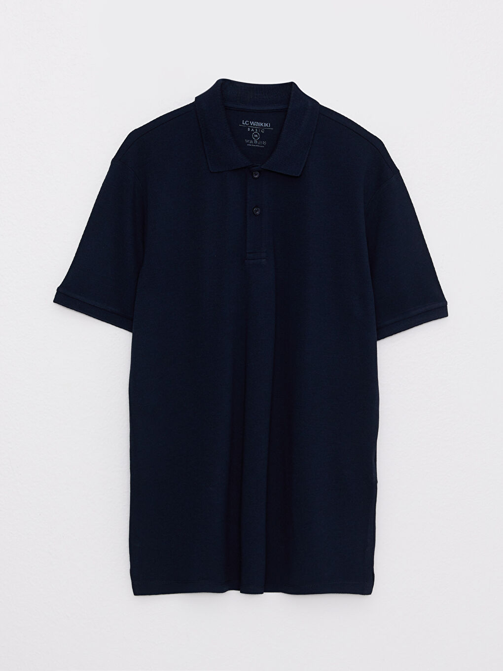 Lacivert Polo Yaka Kısa Kollu Pike Erkek Tişört-6