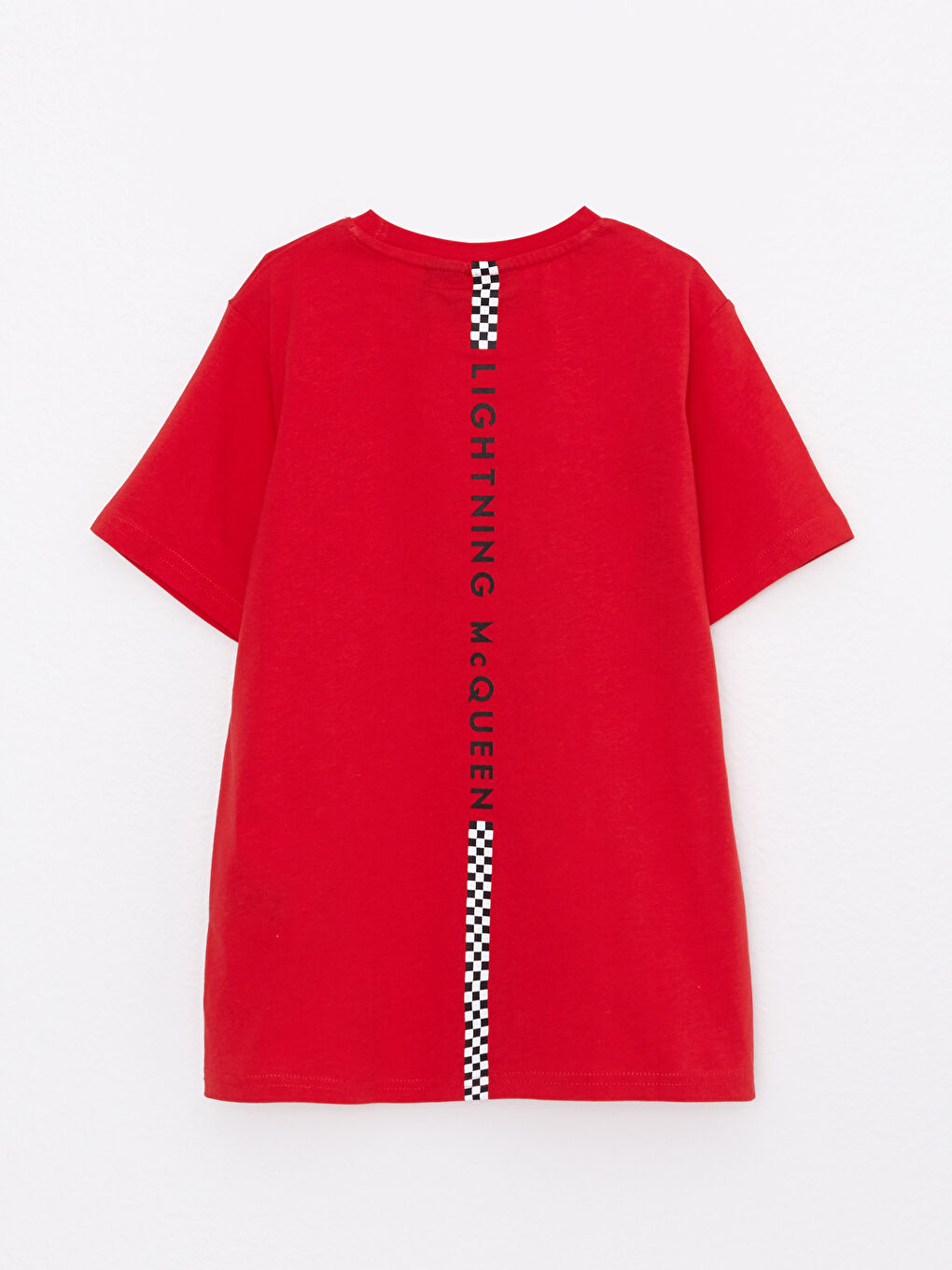 Kırmızı Bisiklet Yaka Arabalar Baskılı Kısa Kollu Pamuklu Erkek Çocuk Tişört-1