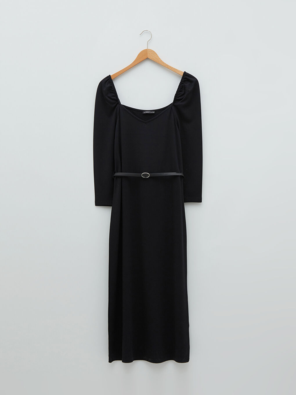 LCWAIKIKI Classic V-Ausschnitt Schlichtes Langarm Figurbetontes Kleid für Damen -S2BU37Z8-CVL