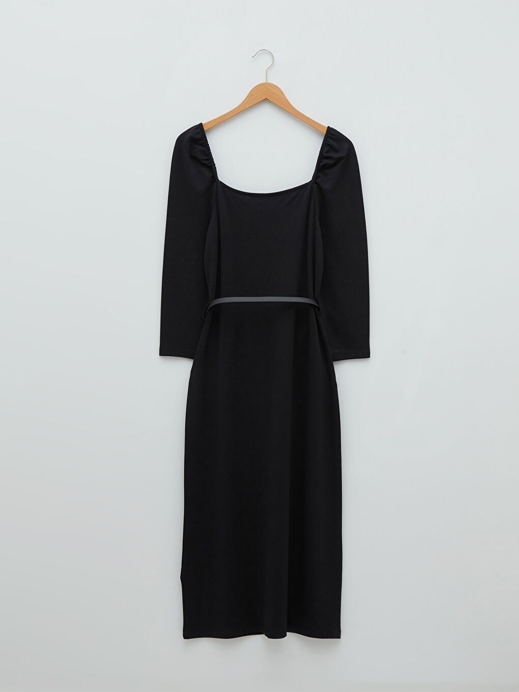 LCWAIKIKI Classic V-Ausschnitt Schlichtes Langarm Figurbetontes Kleid für Damen -S2BU37Z8-CVL