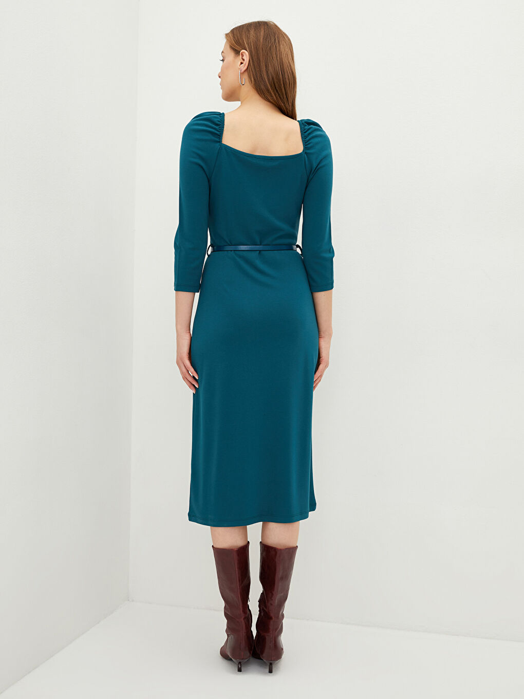 LCWAIKIKI Classic V-Neck Plain Long Sleeve Women's Bodycon Dress -S2BU37Z8-H8K