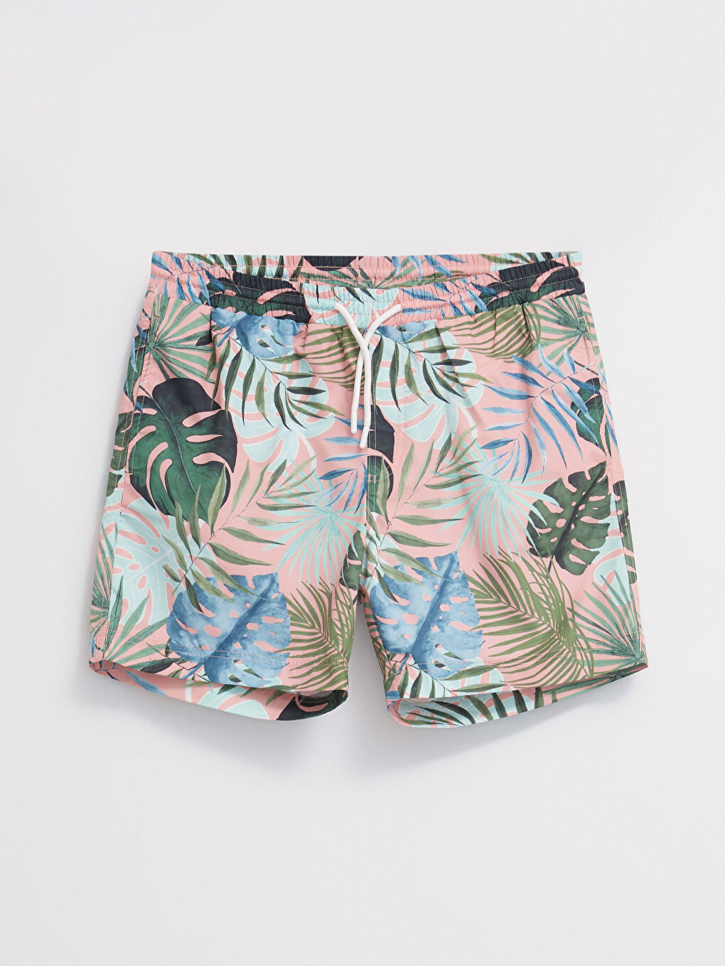 Yeşil Diz Hizası Boy Desenli Erkek Deniz Şortu-11