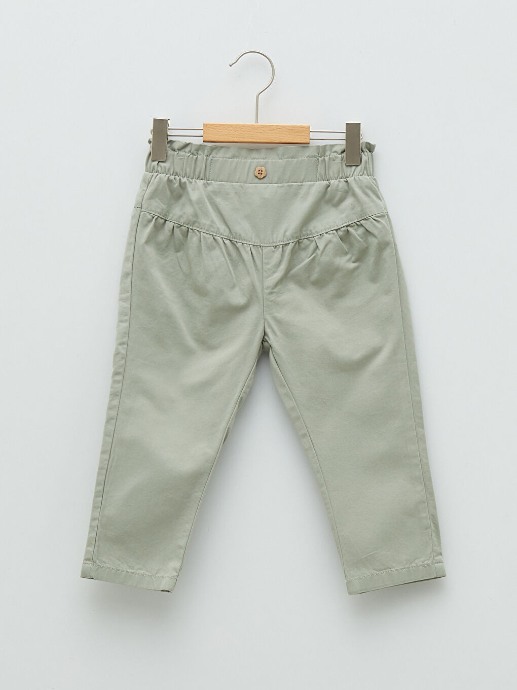 Yeşil Beli Lastikli Basic Kız Bebek Pantolon-3