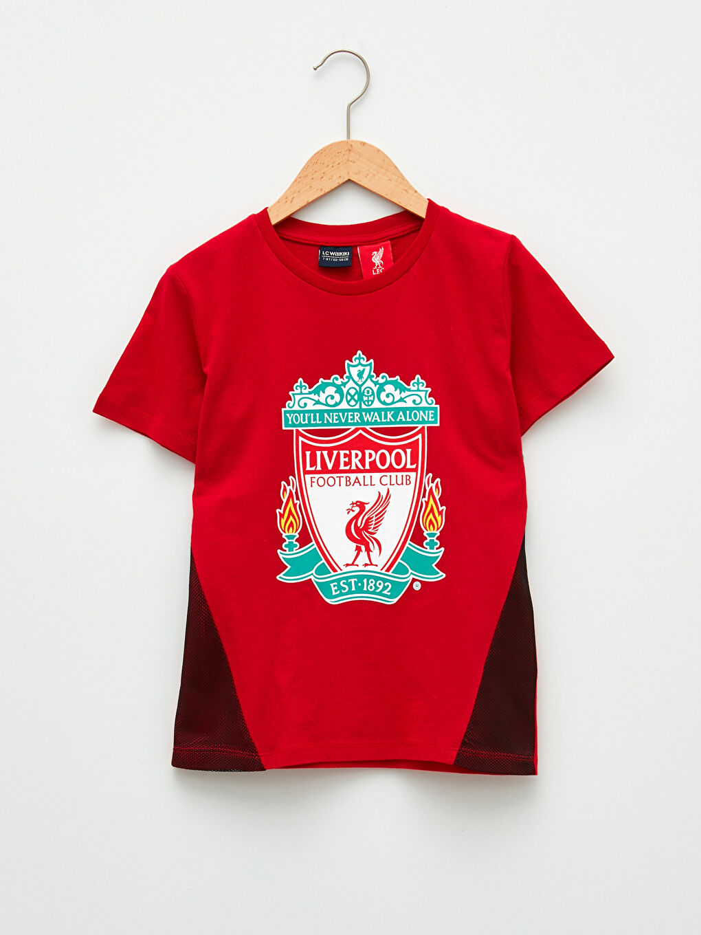 Kırmızı Bisiklet Yaka Liverpool Baskılı Kısa Kollu Erkek Çocuk Tişört