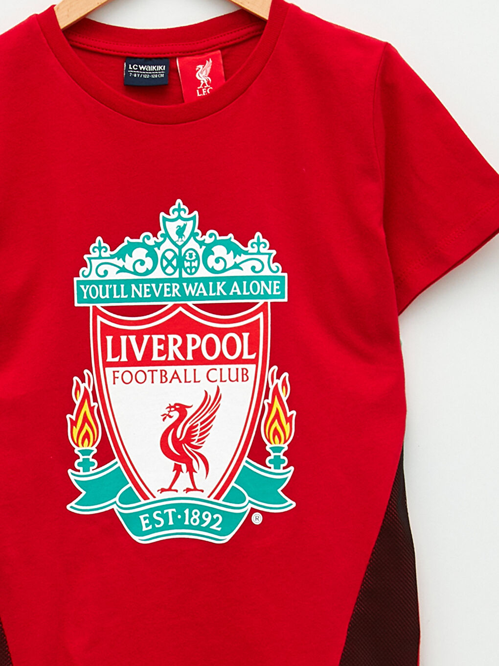 Kırmızı Bisiklet Yaka Liverpool Baskılı Kısa Kollu Erkek Çocuk Tişört-2