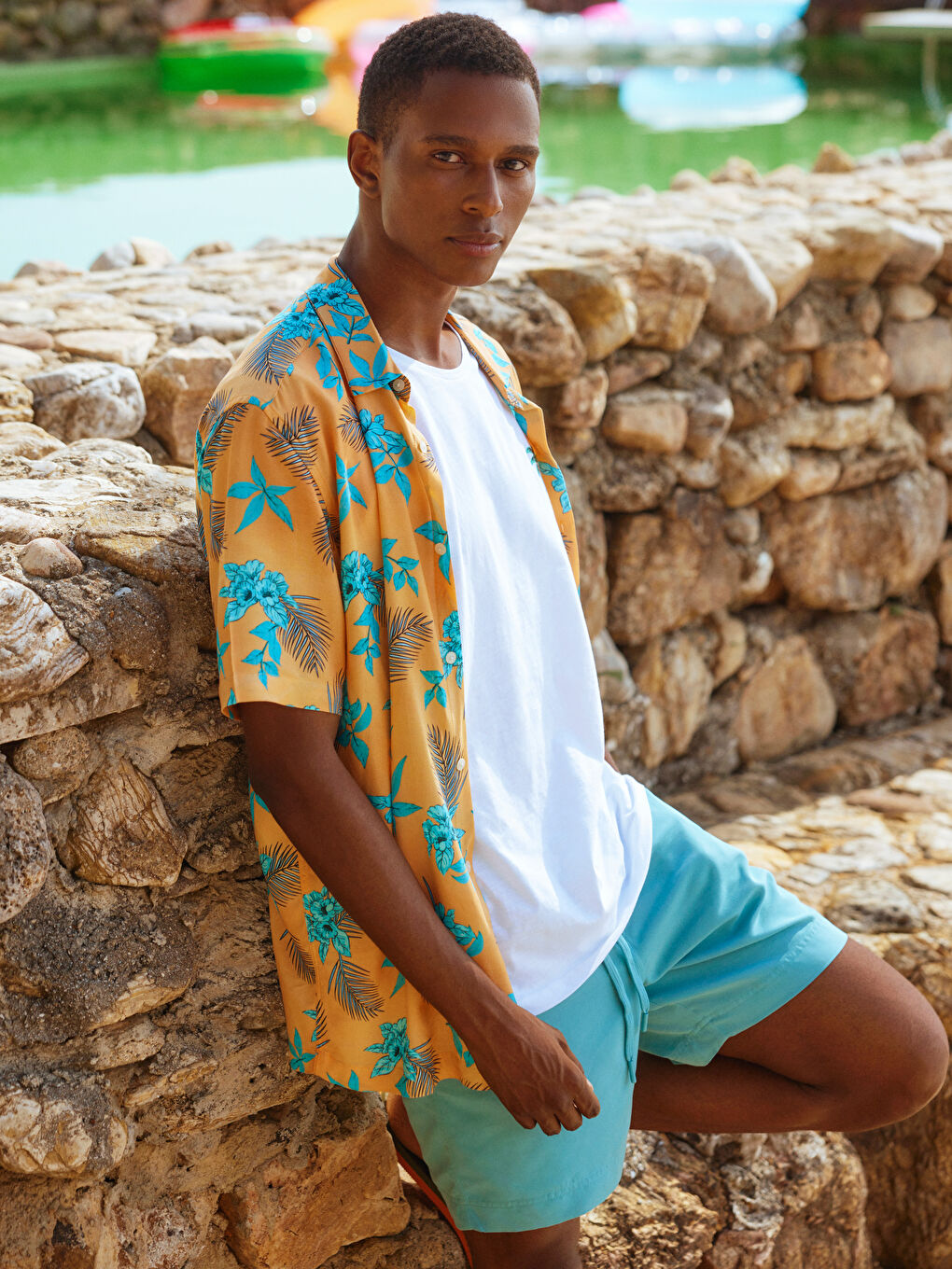 Turkuaz Kısa Boy Basic Erkek Deniz Şortu