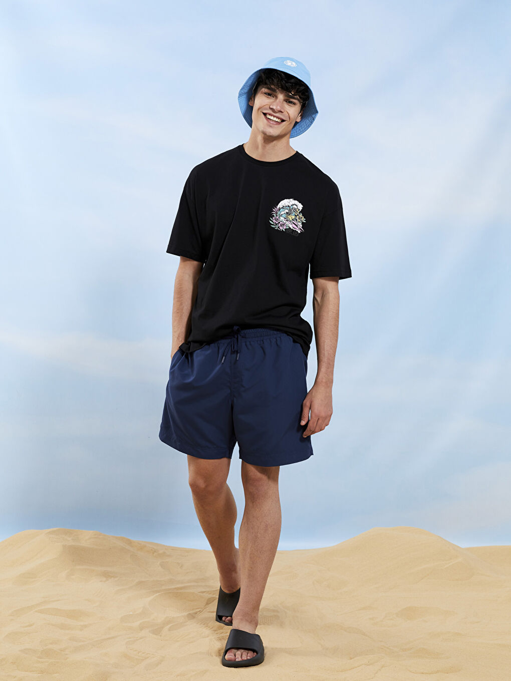 Lacivert Kısa Boy Basic Erkek Deniz Şortu-1