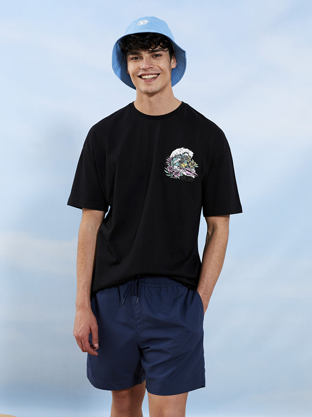 Lacivert Kısa Boy Basic Erkek Deniz Şortu-3