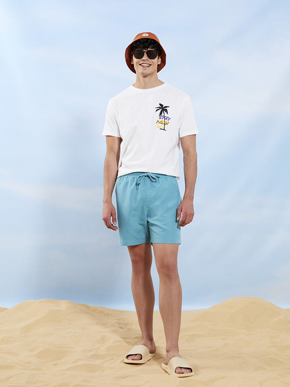 Turkuaz Kısa Boy Basic Erkek Deniz Şortu-3