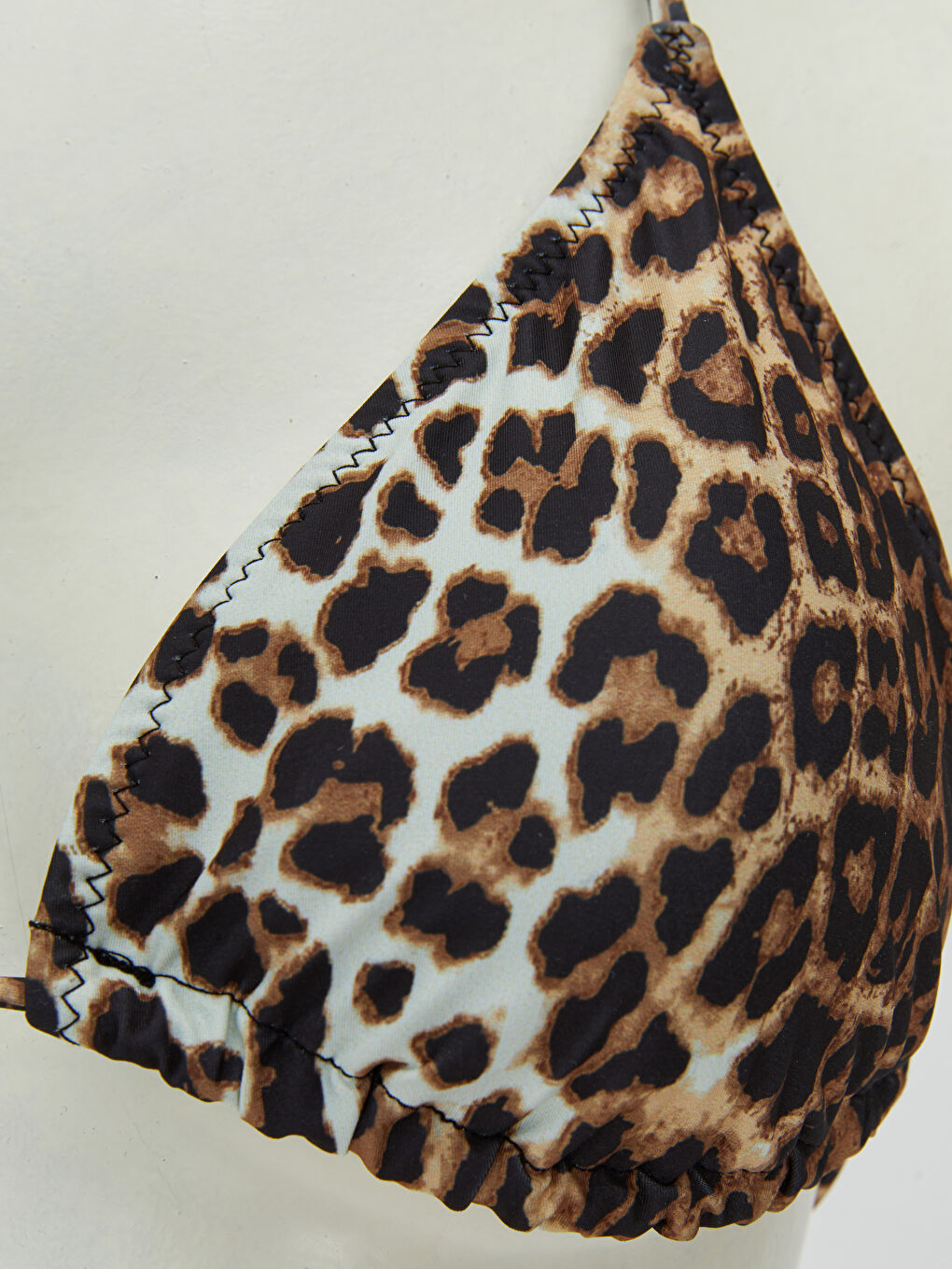 Kahverengi Desenli Boyundan Bağlamalı Kadın Bikini Üst-2