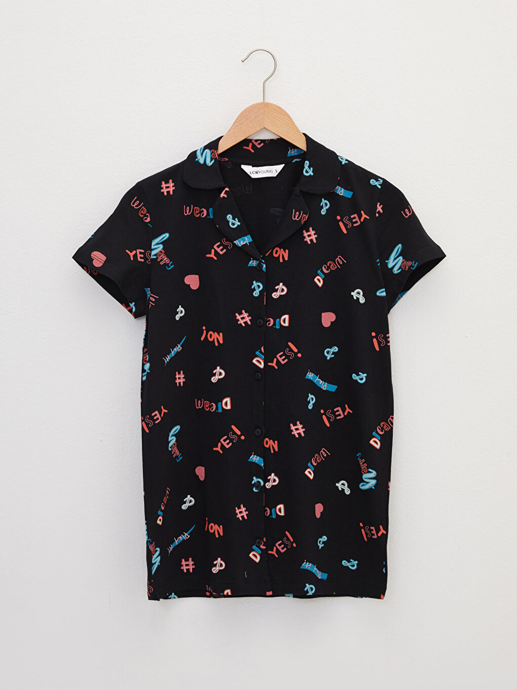 طقم بيجامة ياقة القميص كم قصير قطن مطبوع للسيدات-6