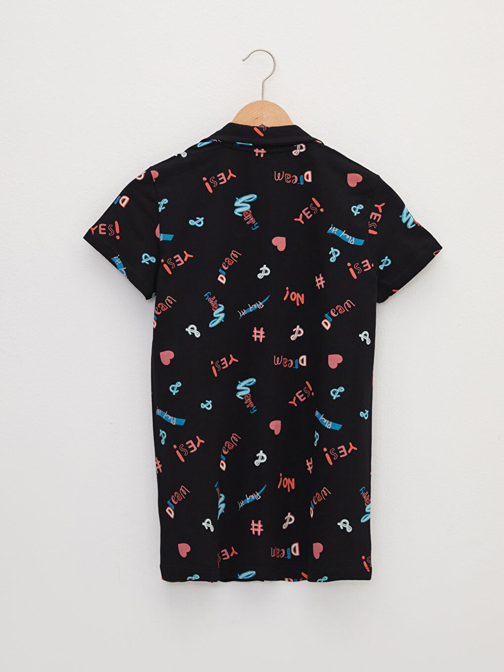 طقم بيجامة ياقة القميص كم قصير قطن مطبوع للسيدات-8