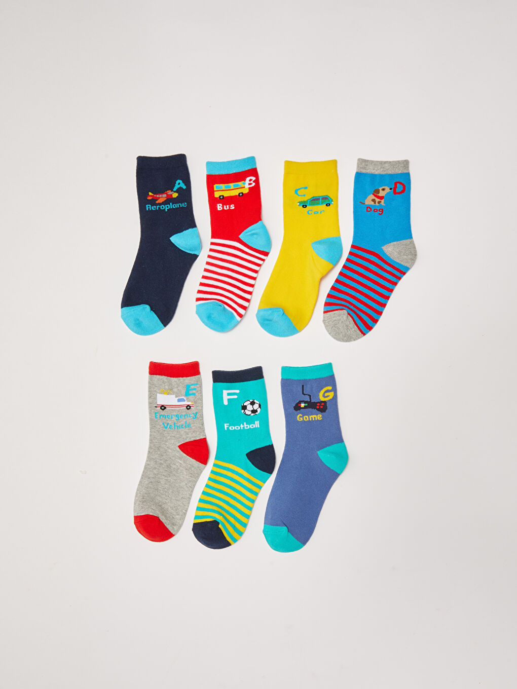 Patterned Boys' Ankle Socks 7 Pack-1