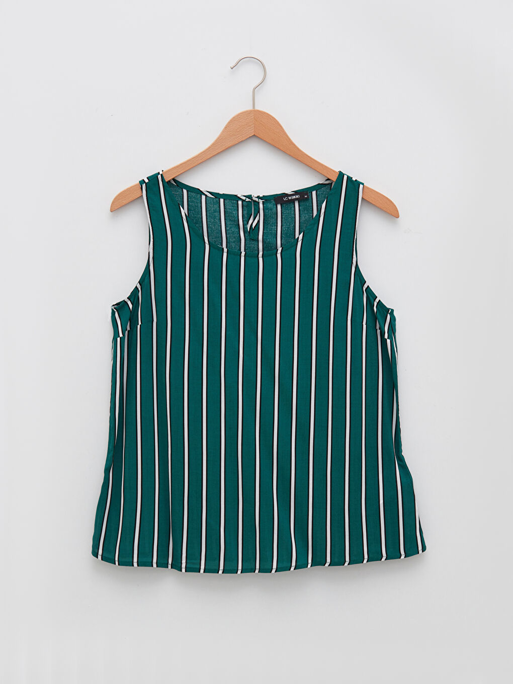 Crew Neck Striped Sleeveless Viscose Women's Blouse-5
