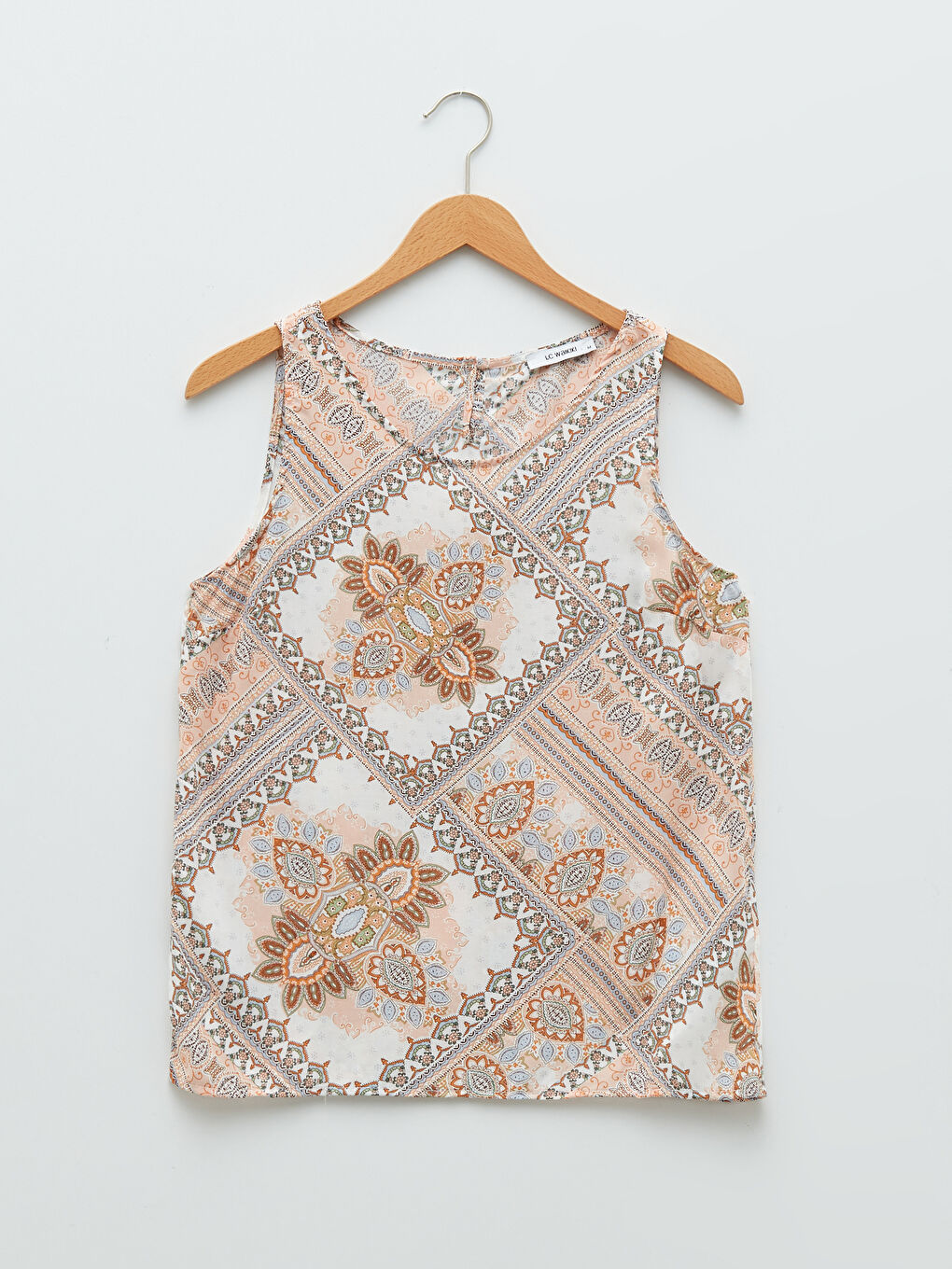 Crew Neck Patterned Sleeveless Viscose Women's Blouse-5