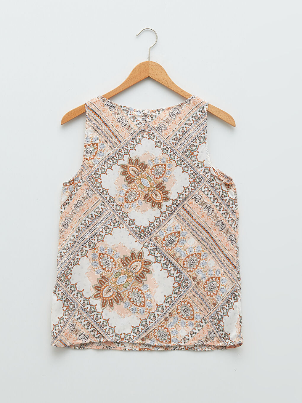 Crew Neck Patterned Sleeveless Viscose Women's Blouse-6