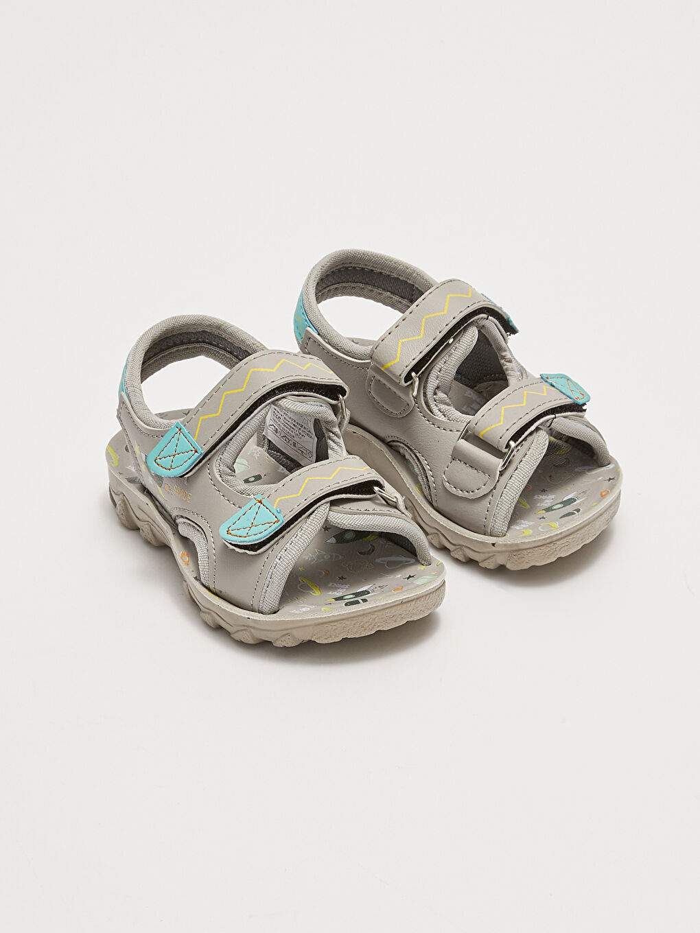 Gri Çift Bantlı Cırt Cırtlı Erkek Bebek Sandalet