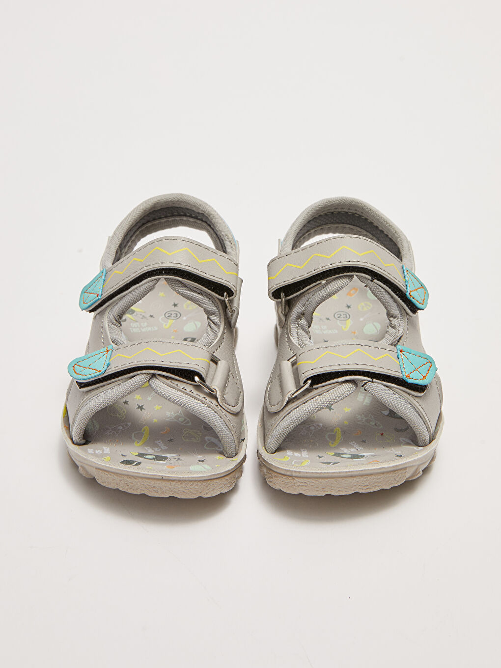 Gri Çift Bantlı Cırt Cırtlı Erkek Bebek Sandalet-2