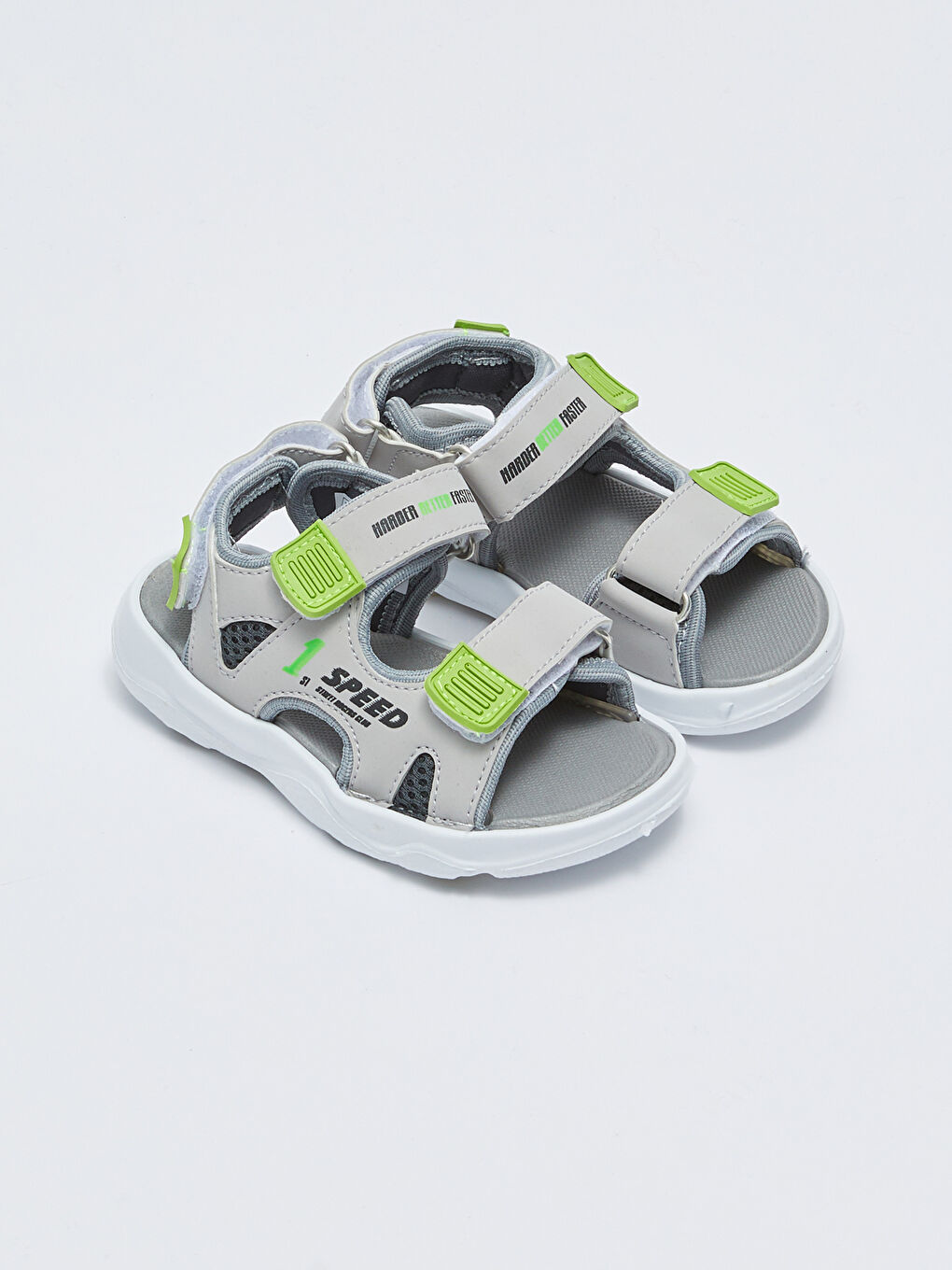 Gri Cırt Cırtlı Erkek Bebek Sandalet